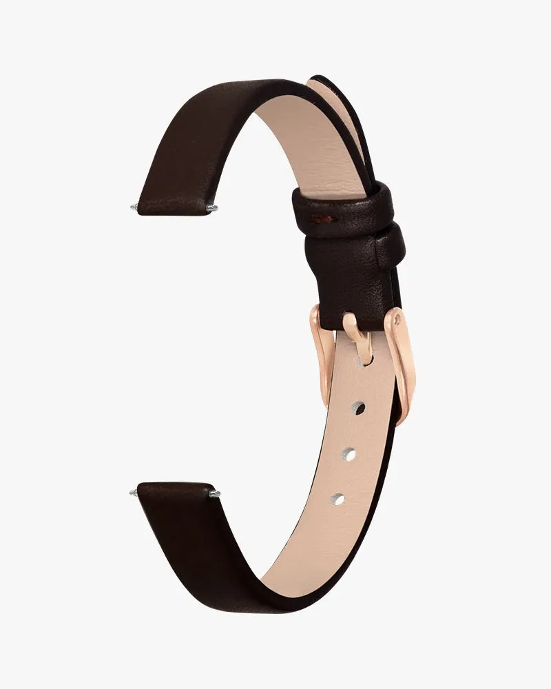 10mm Coffee Rosegold Leather Strap