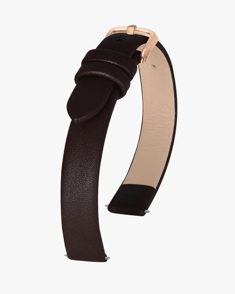 10mm Coffee Rosegold Leather Strap