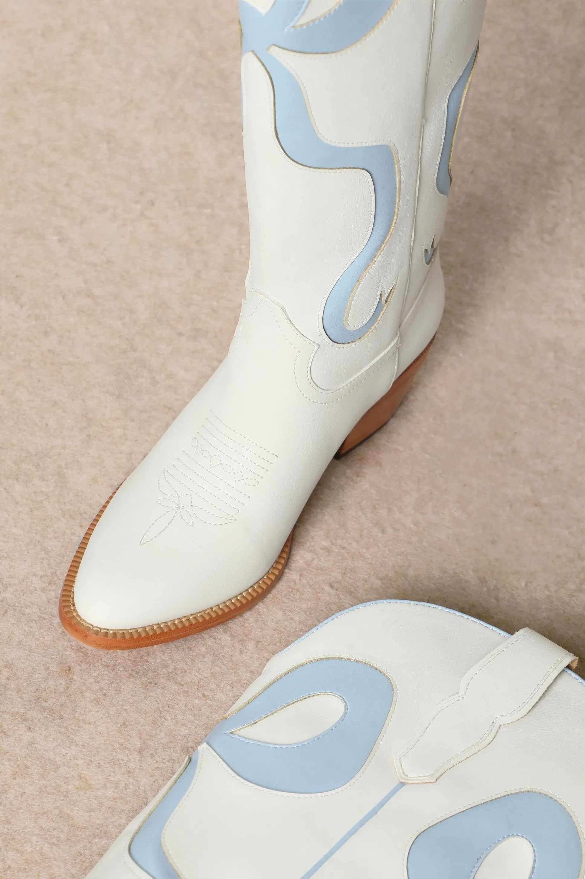 Addison Boots - White & Blue