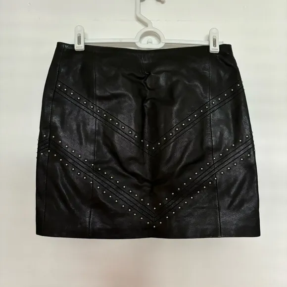 ANINE BING Studded Lamb Leather Mini Skirt