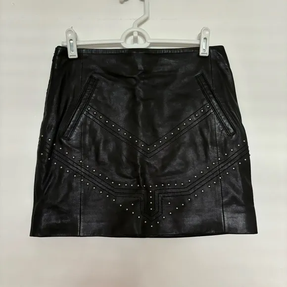 ANINE BING Studded Lamb Leather Mini Skirt