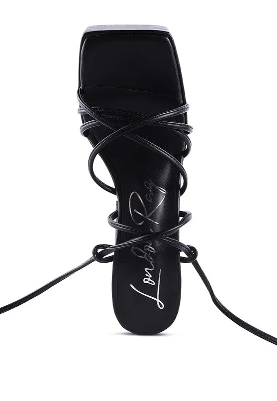 Anvil Metallic Block Heeled Laceup Platform Sandals