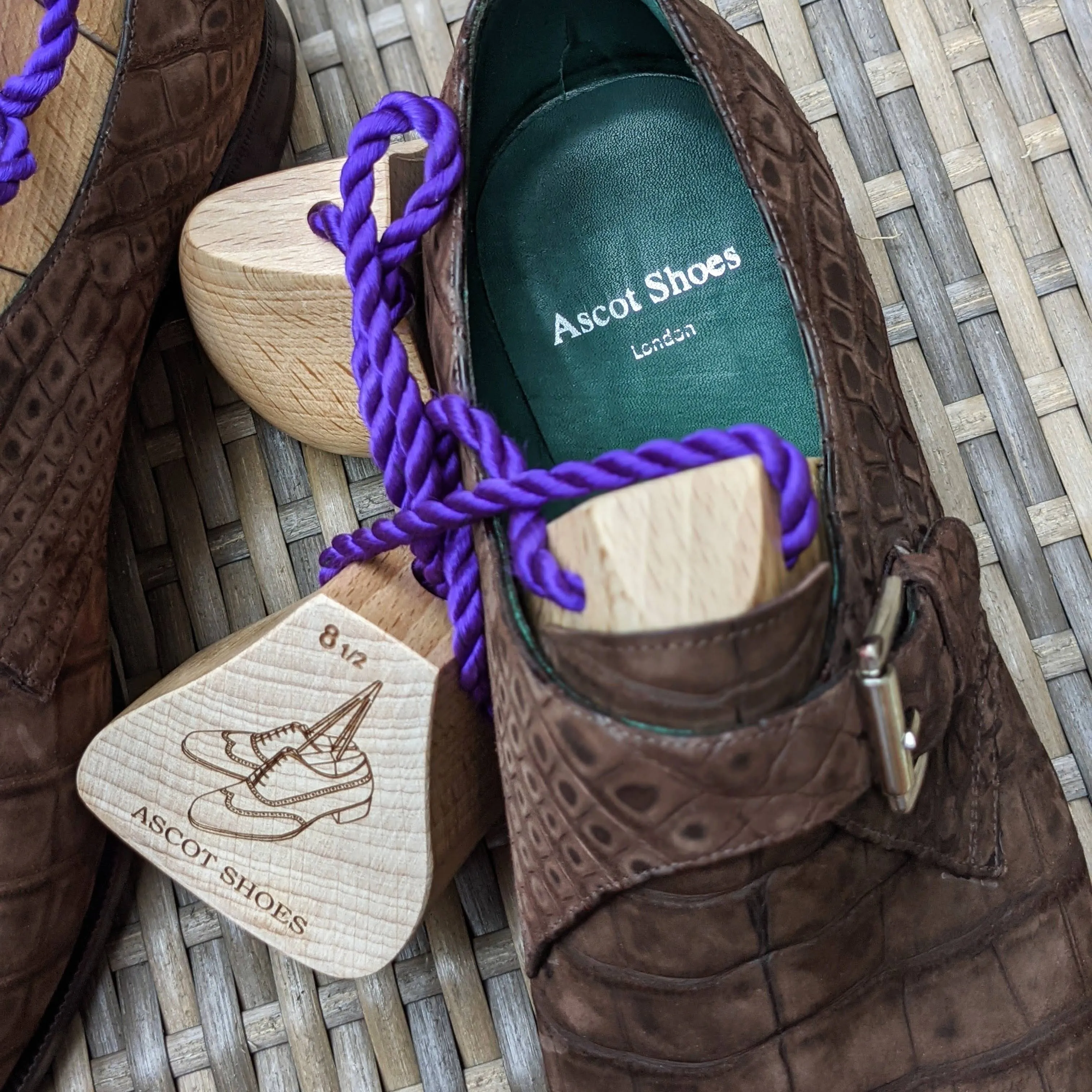 Ascot Monk Strap - Chocolate Brown Crocodile