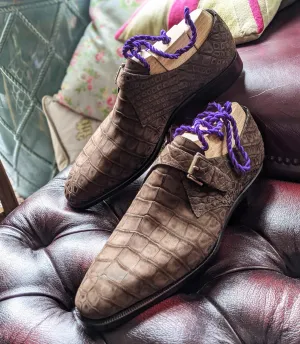 Ascot Monk Strap - Chocolate Brown Crocodile