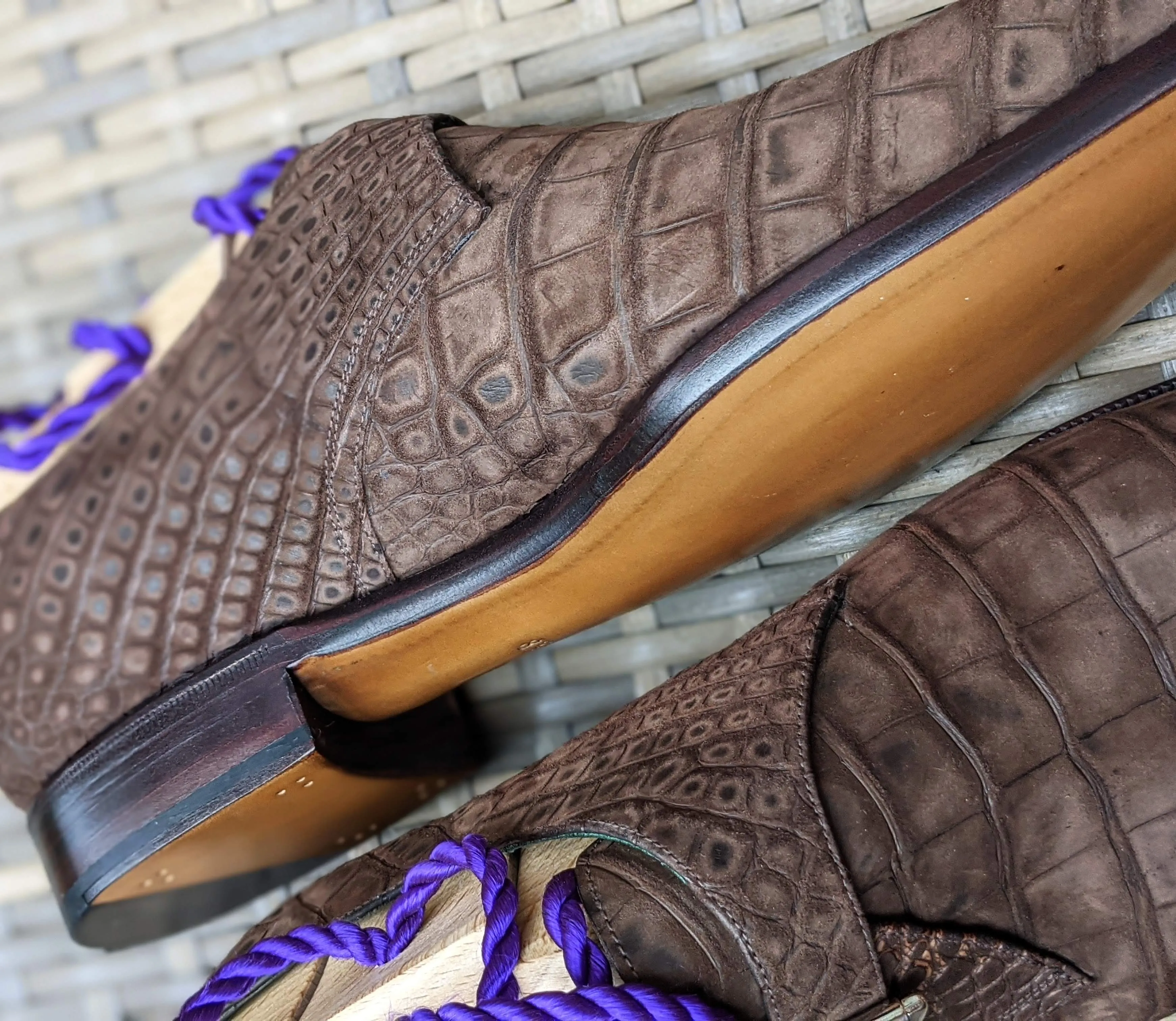 Ascot Monk Strap - Chocolate Brown Crocodile