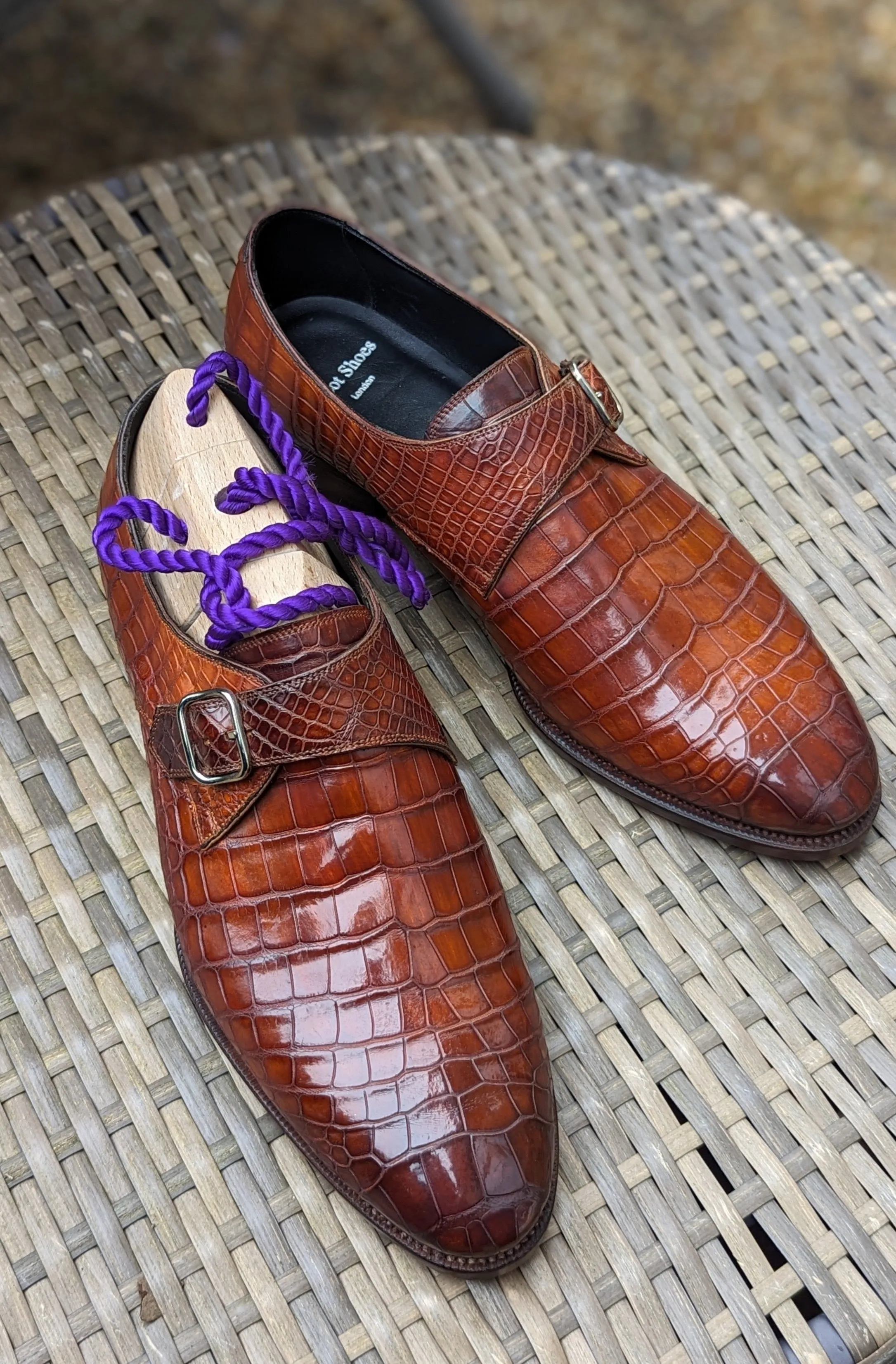 Ascot Monk Strap - Cognac Crocodile
