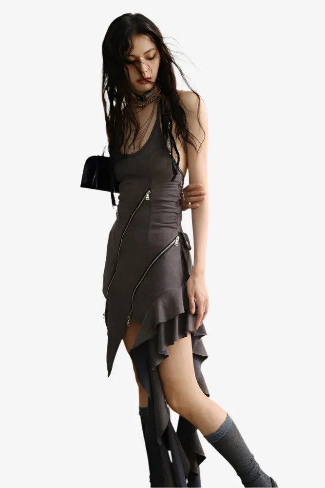 Asymmetry Enigma Zipper Dress