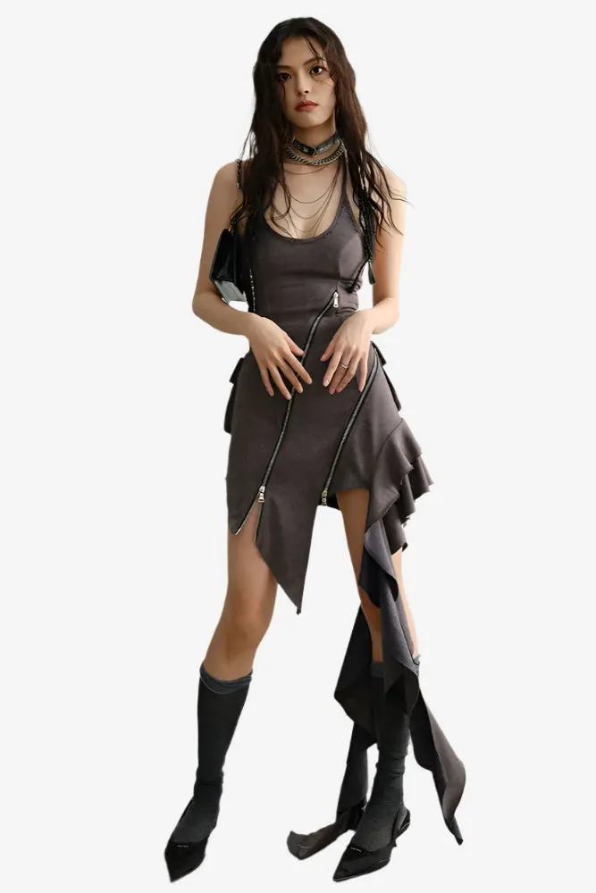 Asymmetry Enigma Zipper Dress