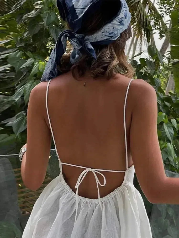 Backless Lace Up Sling Mini Dress