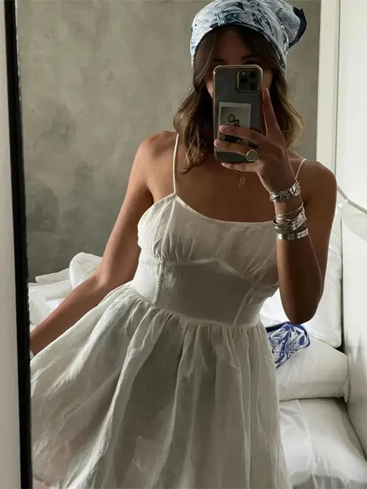 Backless Lace Up Sling Mini Dress
