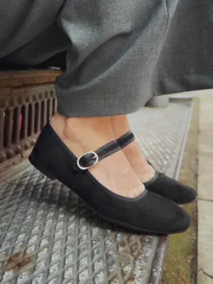BALLERINA SHOES WITH STRAP - BLACK