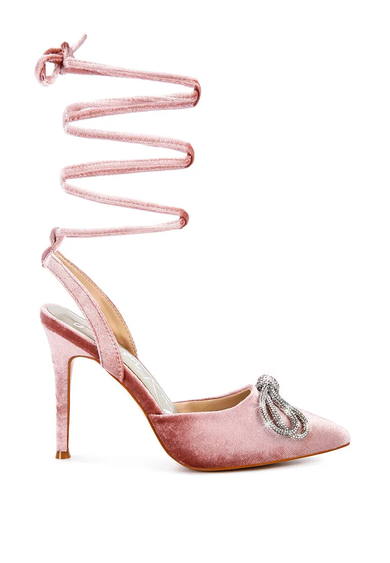 Big Treat Rhinestone Embellished Lace Up Sandals