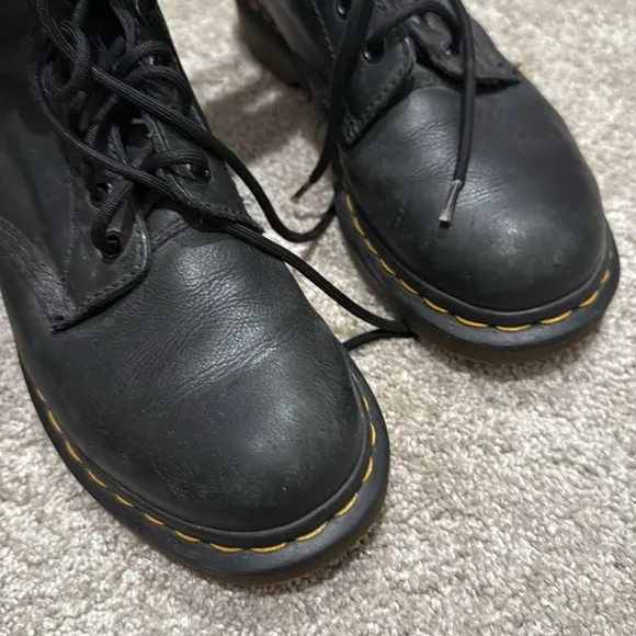 Black Leather Lace-Up Boots