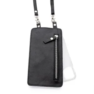 Black Leather Purse & Strap (w Silver Fittings)