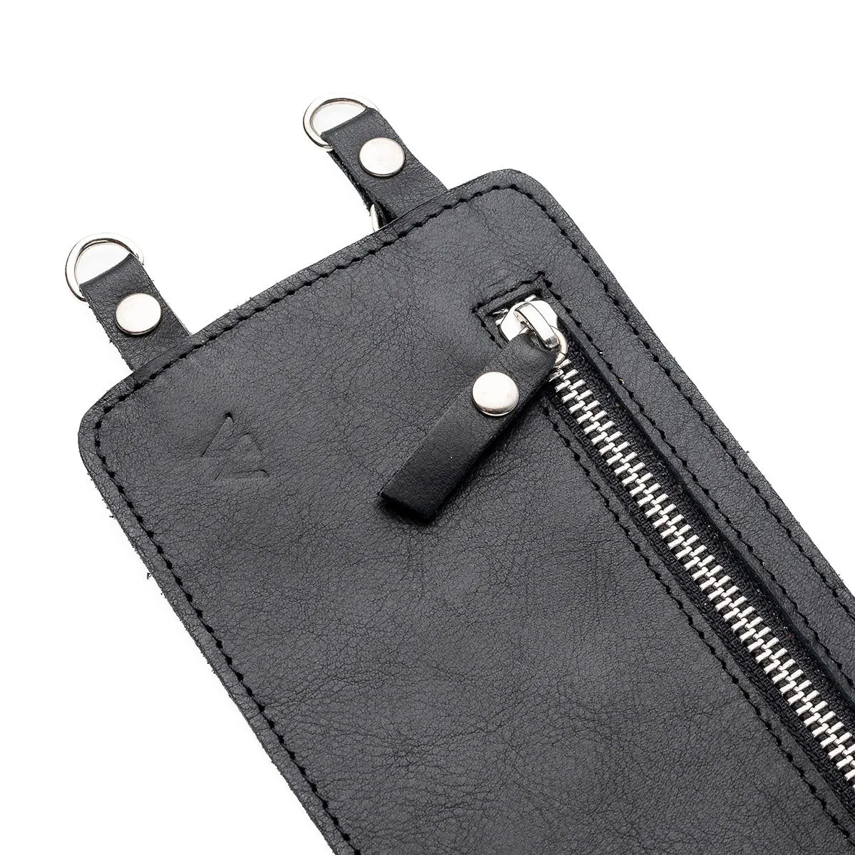 Black Leather Purse & Strap (w Silver Fittings)