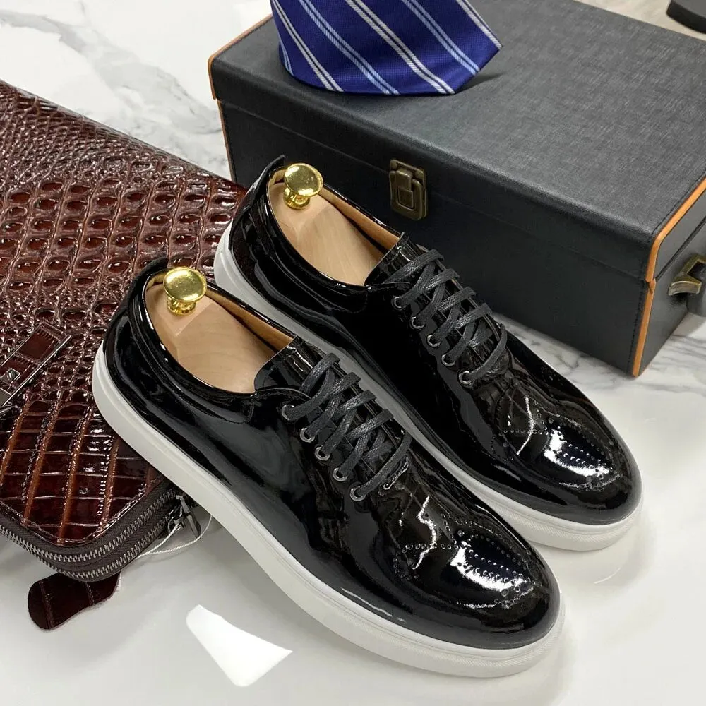 Black Leather Sneakers For Men