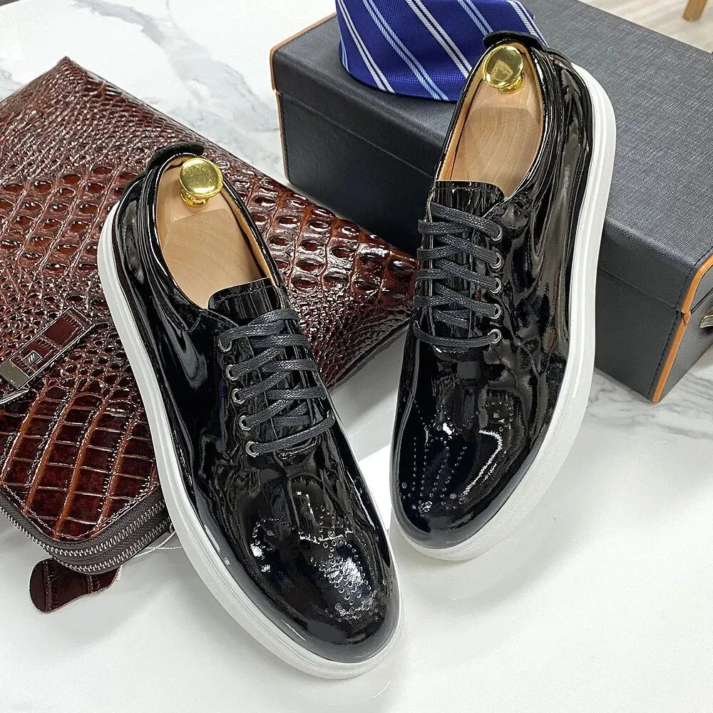 Black Leather Sneakers For Men