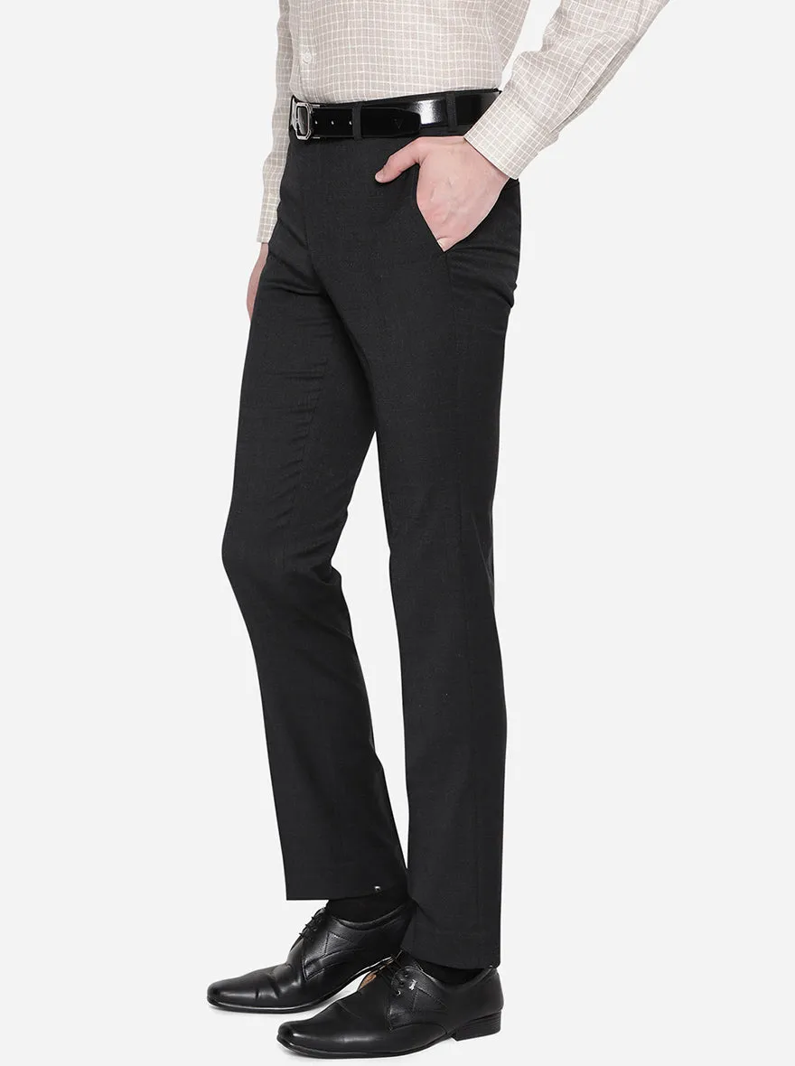 Black Solid Slim Fit Formal Trouser | JadeBlue