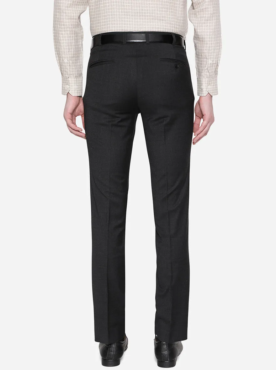 Black Solid Slim Fit Formal Trouser | JadeBlue