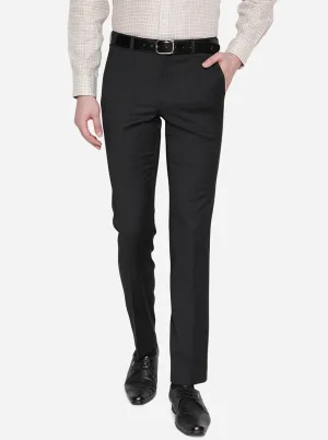 Black Solid Slim Fit Formal Trouser | JadeBlue