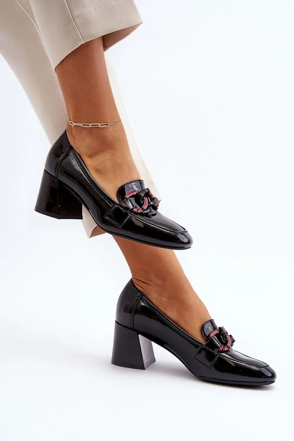 Block heel pumps
