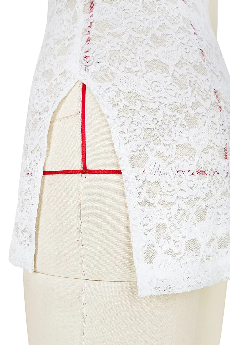BM0270 Lace Sheer Mini Dress
