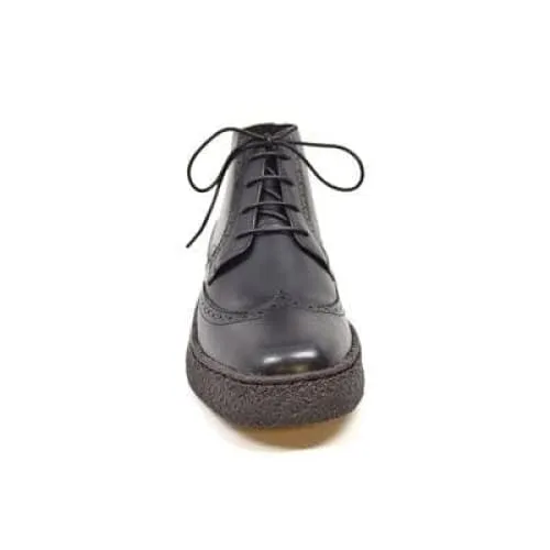 British Walkers Playboy Wingtips Custom Made Men's Premium Black Leather High Top Boots Ankle Boots