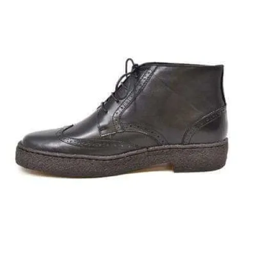 British Walkers Playboy Wingtips Custom Made Men's Premium Black Leather High Top Boots Ankle Boots