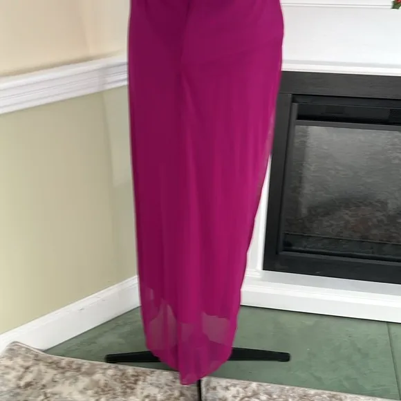 CACHE Purple Pink Rosette Single  Shoulder Wrapped Style Formal Dress NWOT