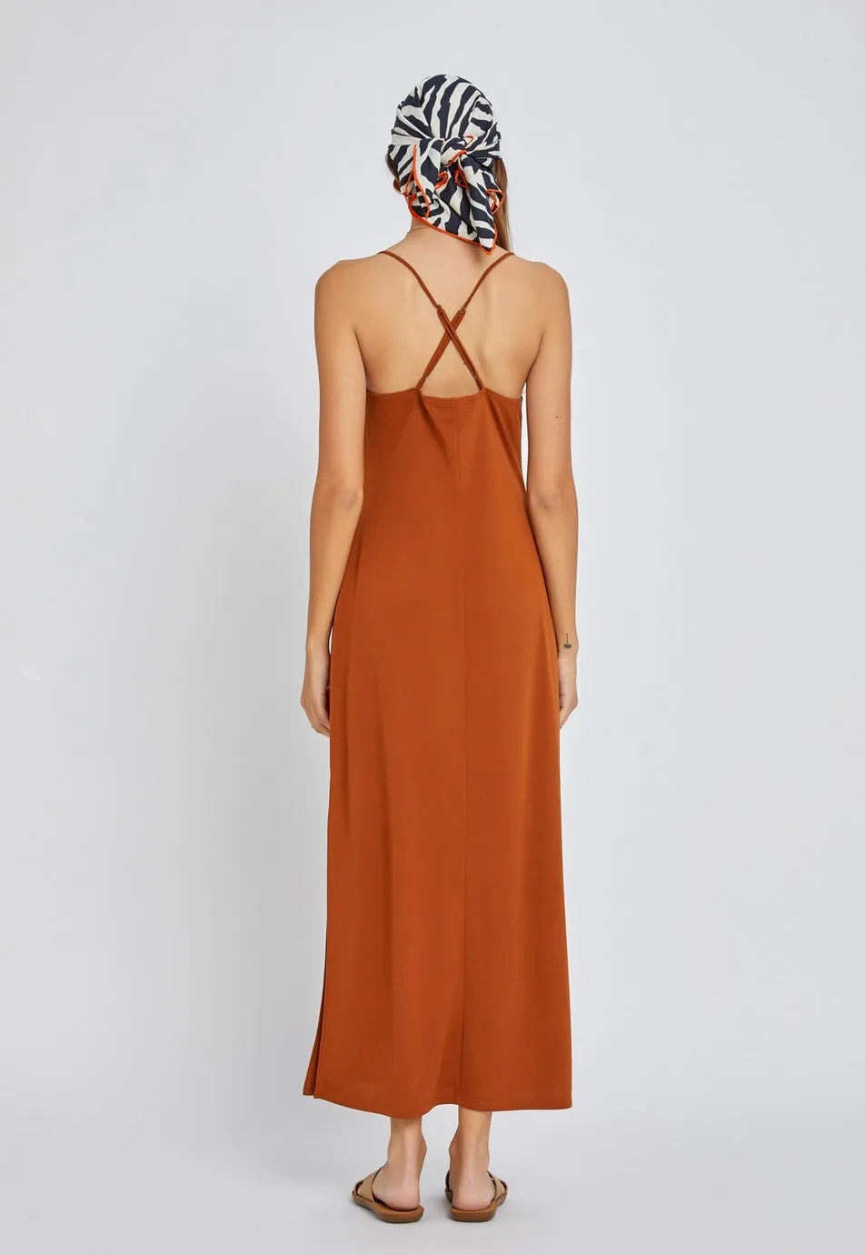 Caramel Cowl Neck Dress