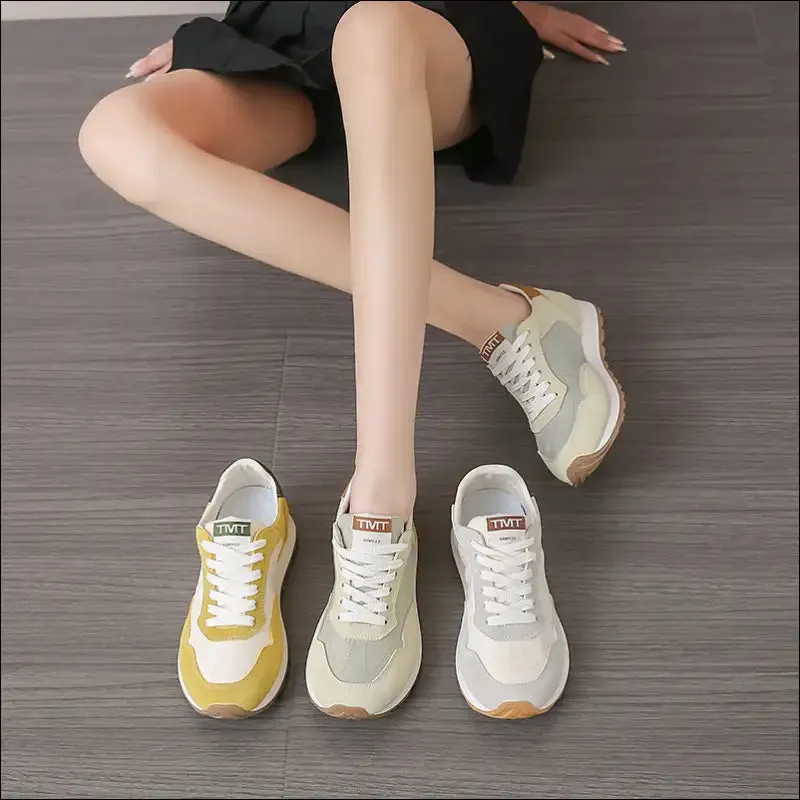 Chic Contrast Platform Lace-Up Sneakers