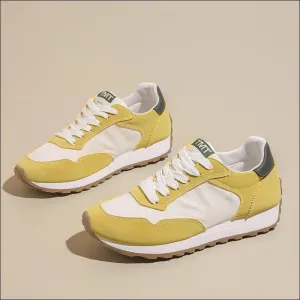 Chic Contrast Platform Lace-Up Sneakers