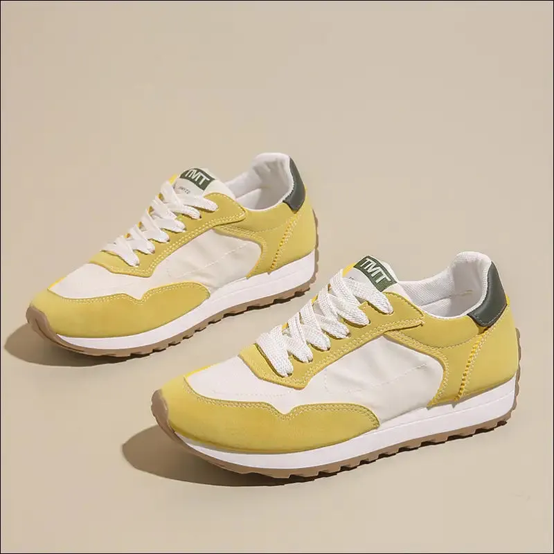 Chic Contrast Platform Lace-Up Sneakers