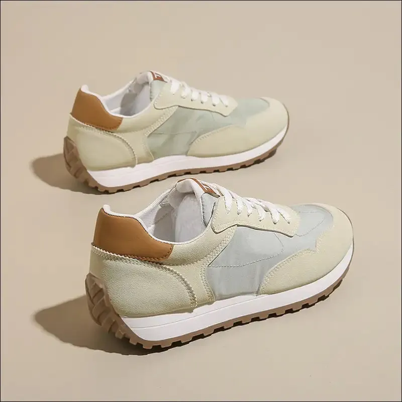 Chic Contrast Platform Lace-Up Sneakers