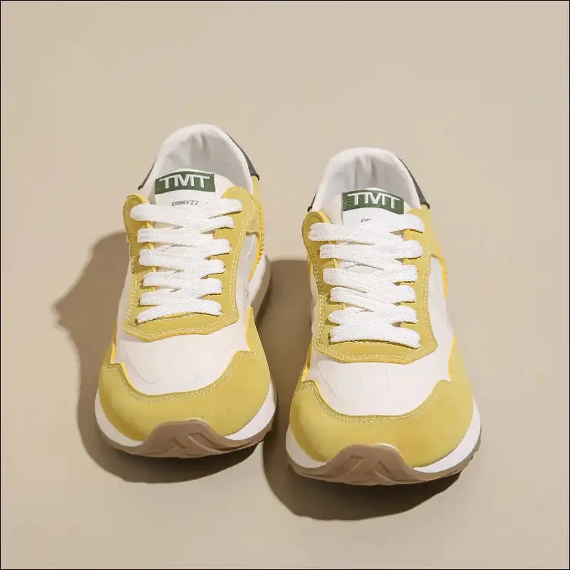 Chic Contrast Platform Lace-Up Sneakers