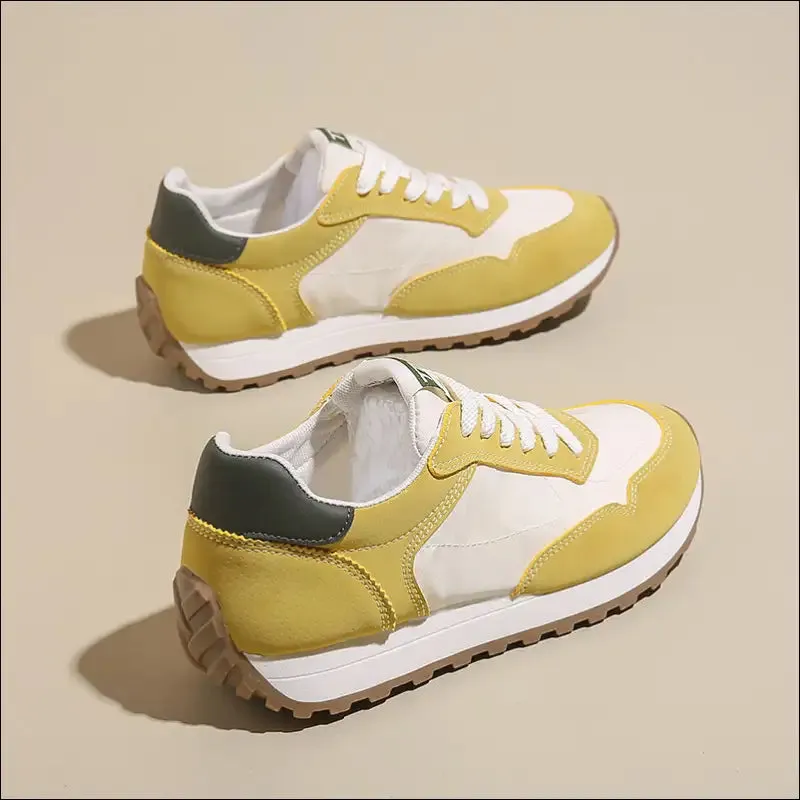 Chic Contrast Platform Lace-Up Sneakers