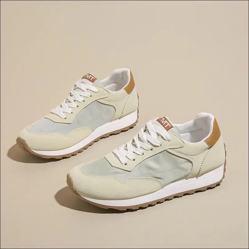 Chic Contrast Platform Lace-Up Sneakers