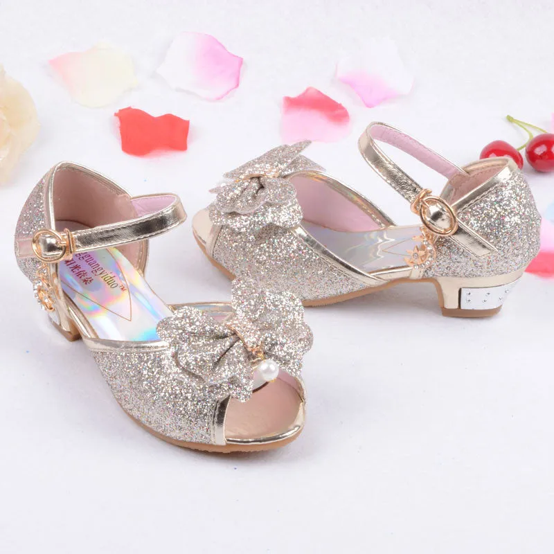 Children Princess Sandals Kids Girls Wedding Shoes High Heels Dress Shoes Party Shoes For Girls Pink Blue Gold B004