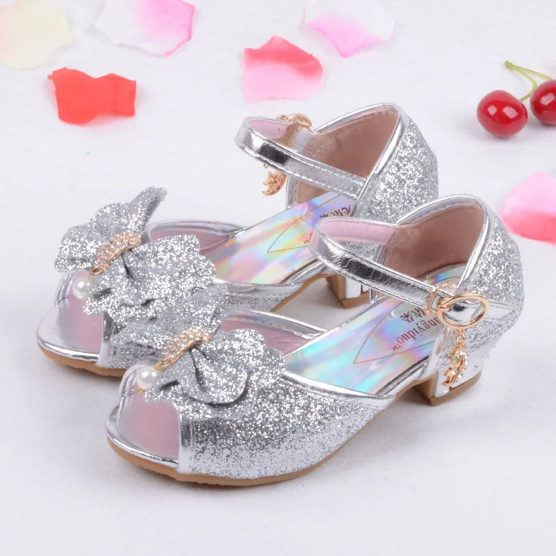 Children Princess Sandals Kids Girls Wedding Shoes High Heels Dress Shoes Party Shoes For Girls Pink Blue Gold B004