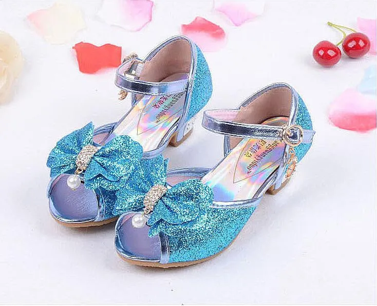 Children Princess Sandals Kids Girls Wedding Shoes High Heels Dress Shoes Party Shoes For Girls Pink Blue Gold B004