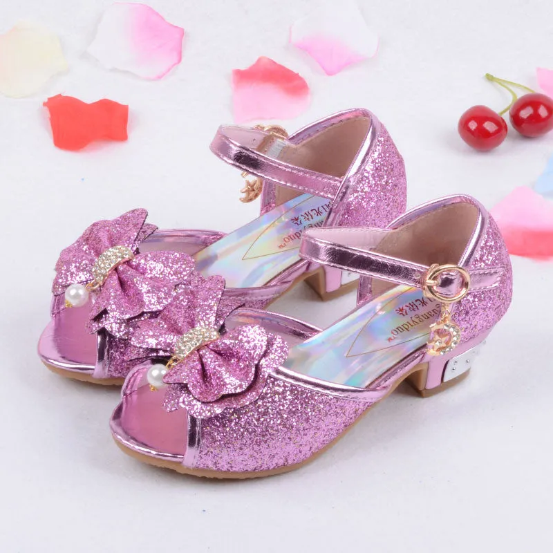 Children Princess Sandals Kids Girls Wedding Shoes High Heels Dress Shoes Party Shoes For Girls Pink Blue Gold B004