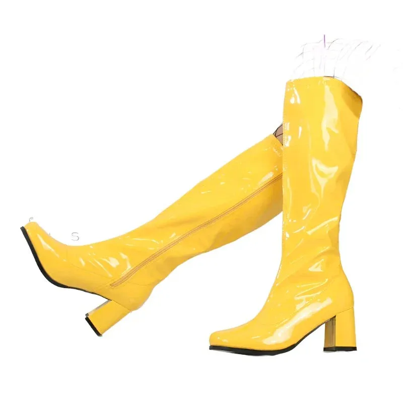 Costumes Knee-High Boots 60s 70s Go Go Boot Retro Ladies Women's Fancy Dress Gogo Party Dance Gothic Shoes Large