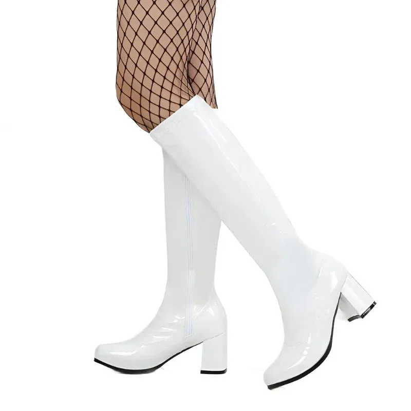 Costumes Knee-High Boots 60s 70s Go Go Boot Retro Ladies Women's Fancy Dress Gogo Party Dance Gothic Shoes Large
