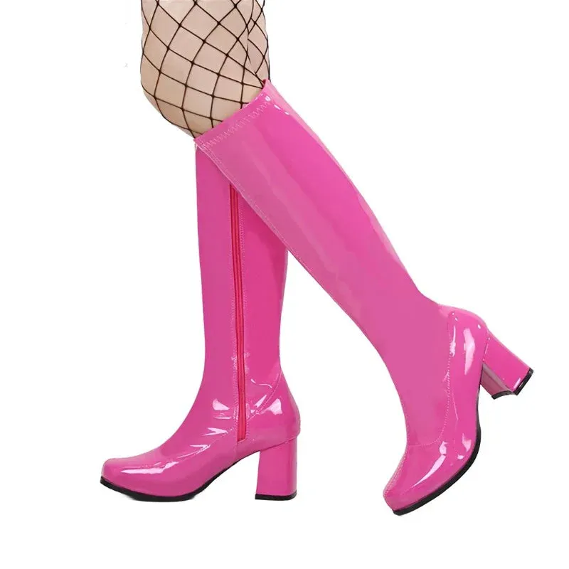 Costumes Knee-High Boots 60s 70s Go Go Boot Retro Ladies Women's Fancy Dress Gogo Party Dance Gothic Shoes Large