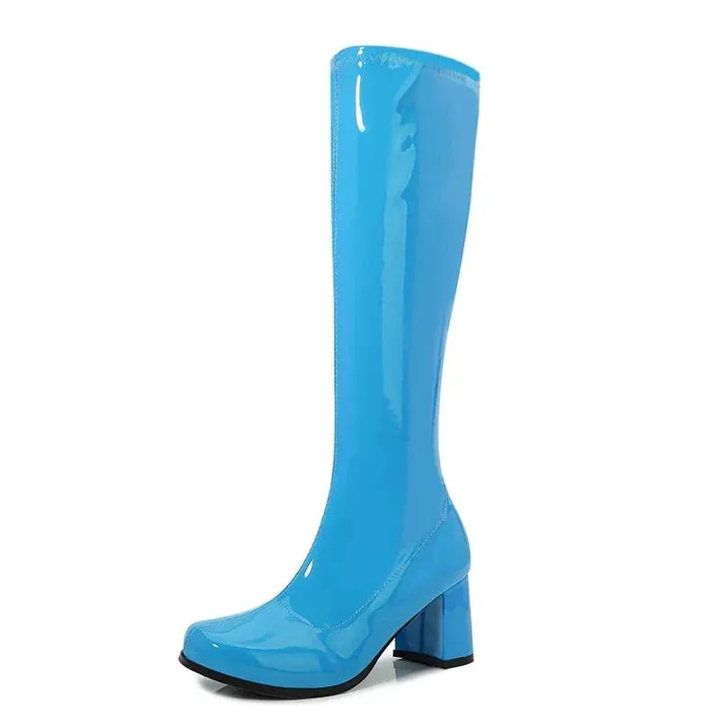 Costumes Knee-High Boots 60s 70s Go Go Boot Retro Ladies Women's Fancy Dress Gogo Party Dance Gothic Shoes Large
