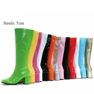 Costumes Knee-High Boots 60s 70s Go Go Boot Retro Ladies Women's Fancy Dress Gogo Party Dance Gothic Shoes Large