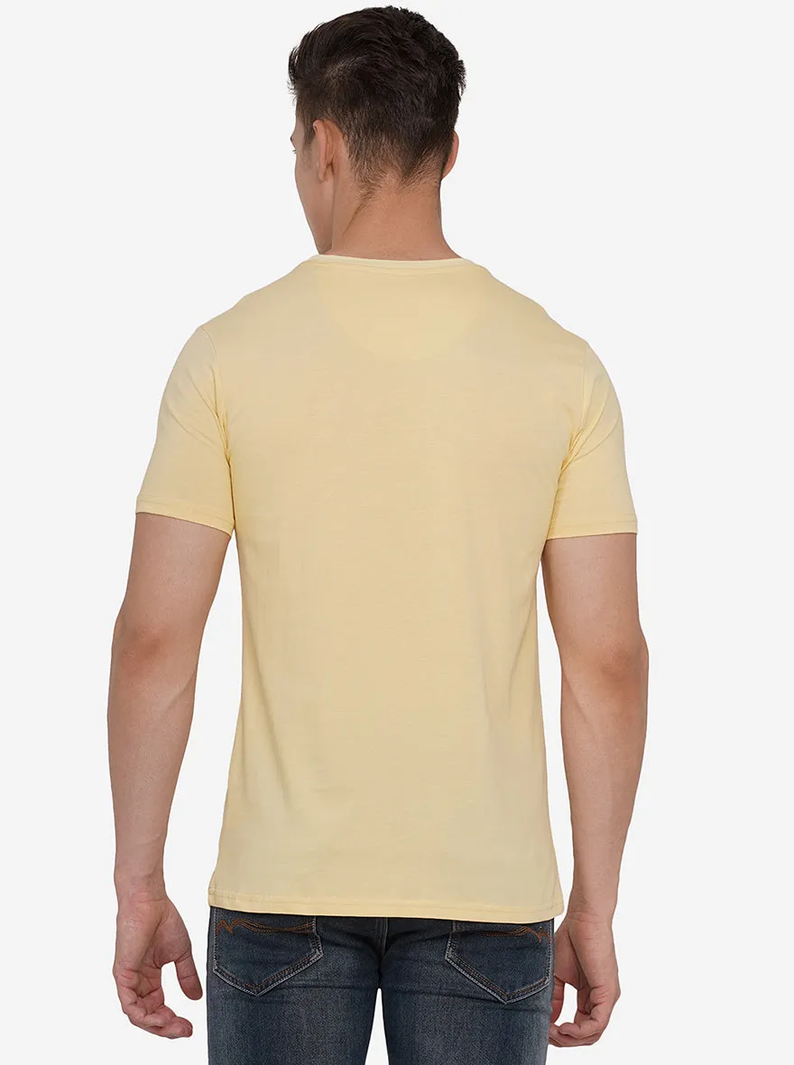 Cream Solid Slim Fit T-Shirt | JadeBlue
