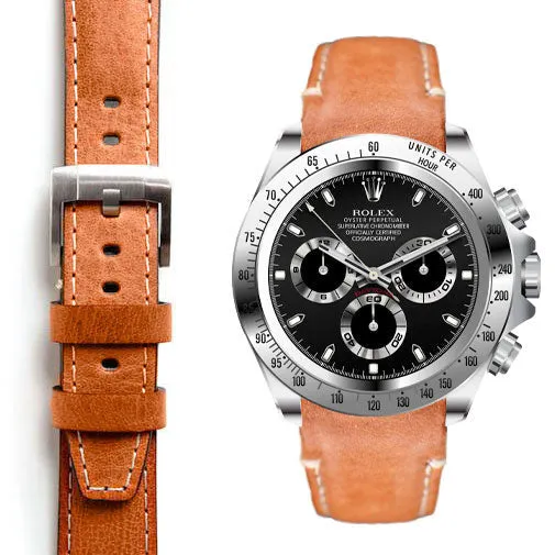 Curved End Leather Strap for Rolex Daytona with Tang Buckle