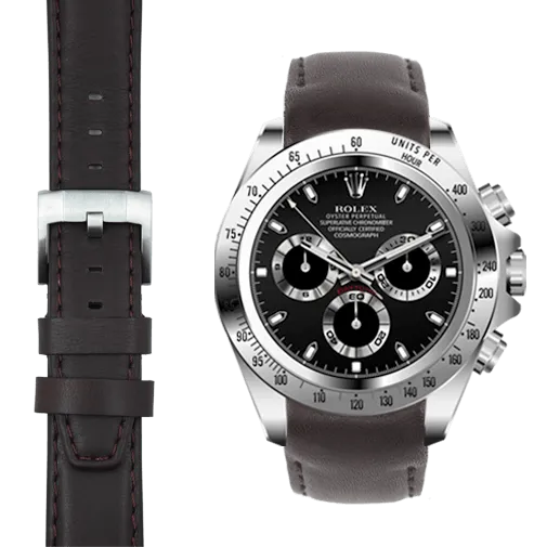 Curved End Leather Strap for Rolex Daytona with Tang Buckle
