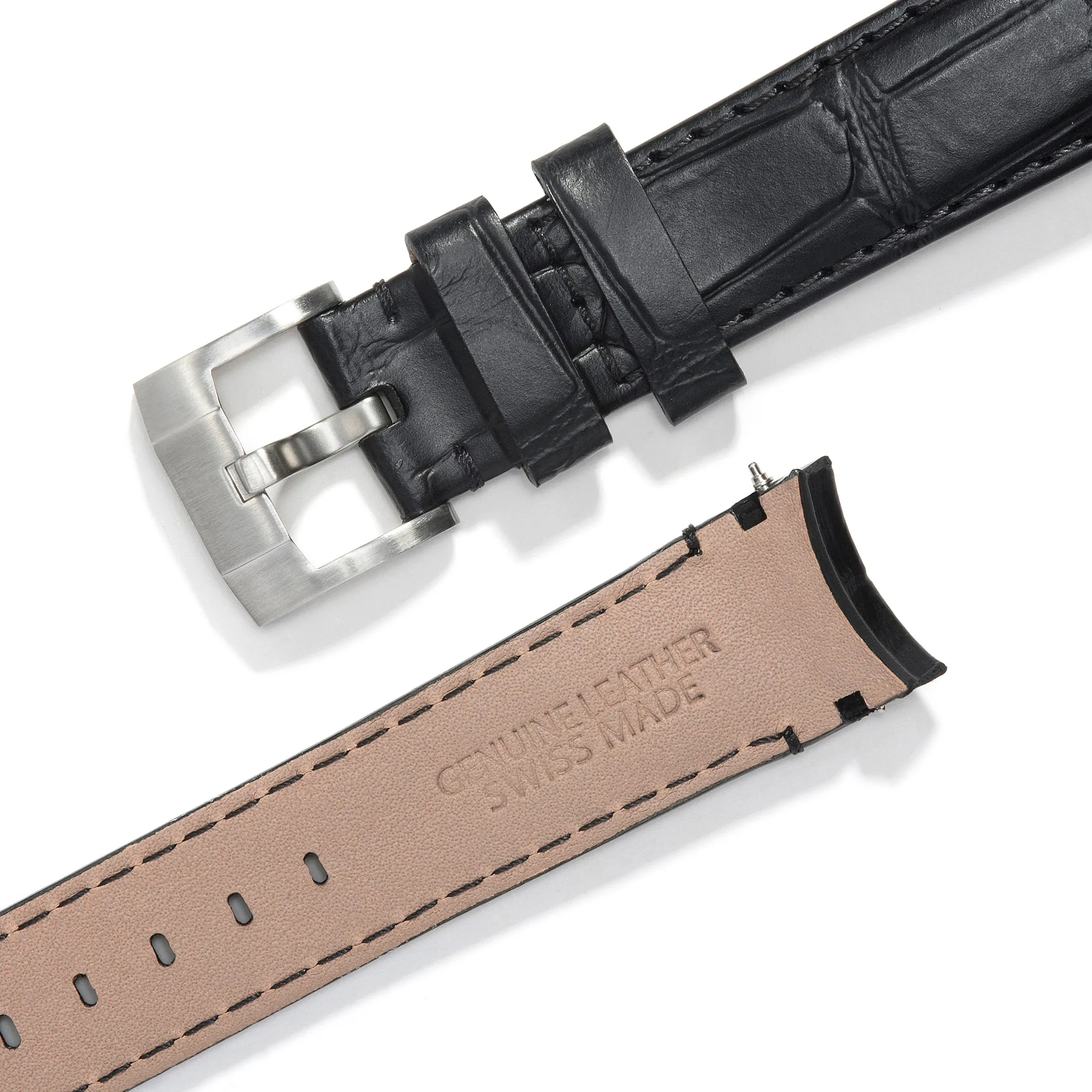Curved End Leather Strap for Rolex Daytona with Tang Buckle
